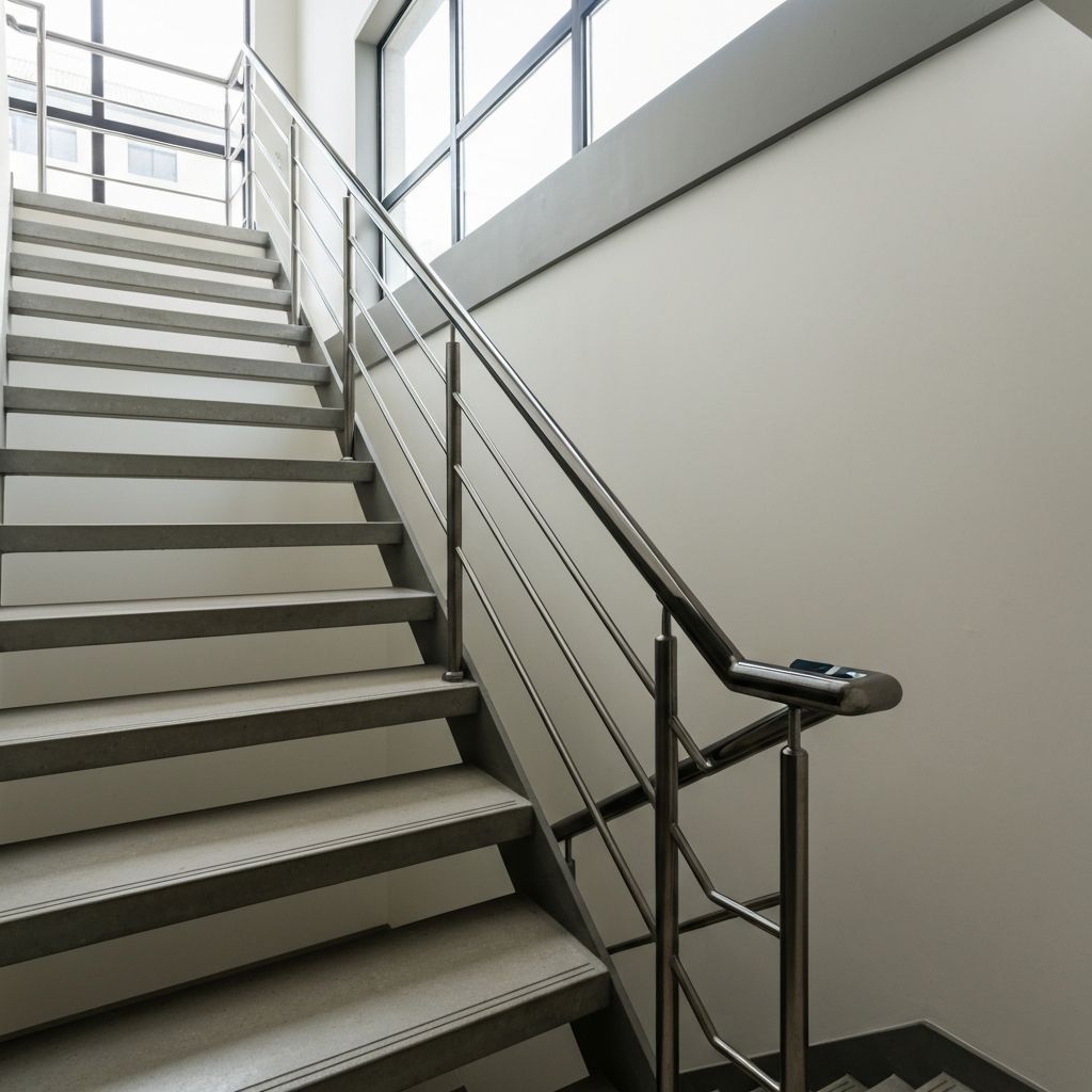 깨끗하게 닦인 계단과 난간