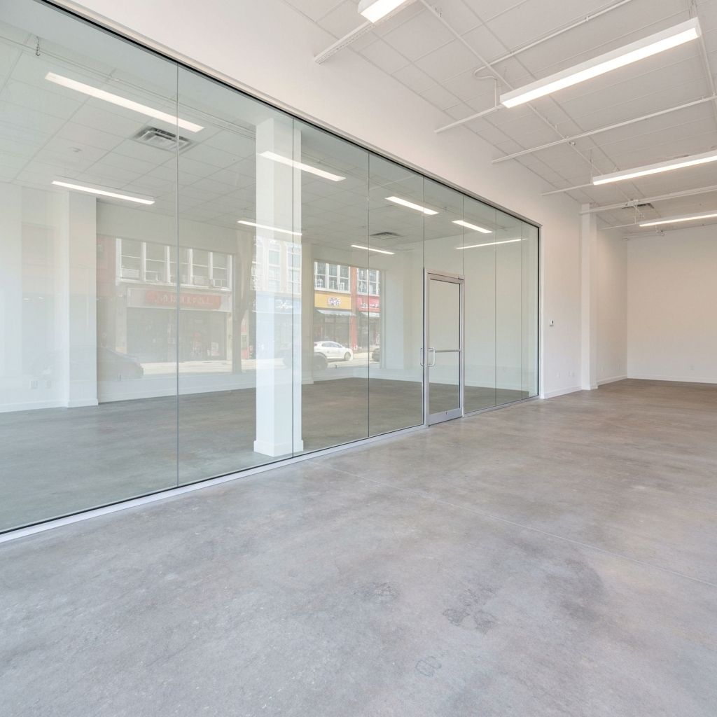 깨끗하게 닦인 상가 유리창