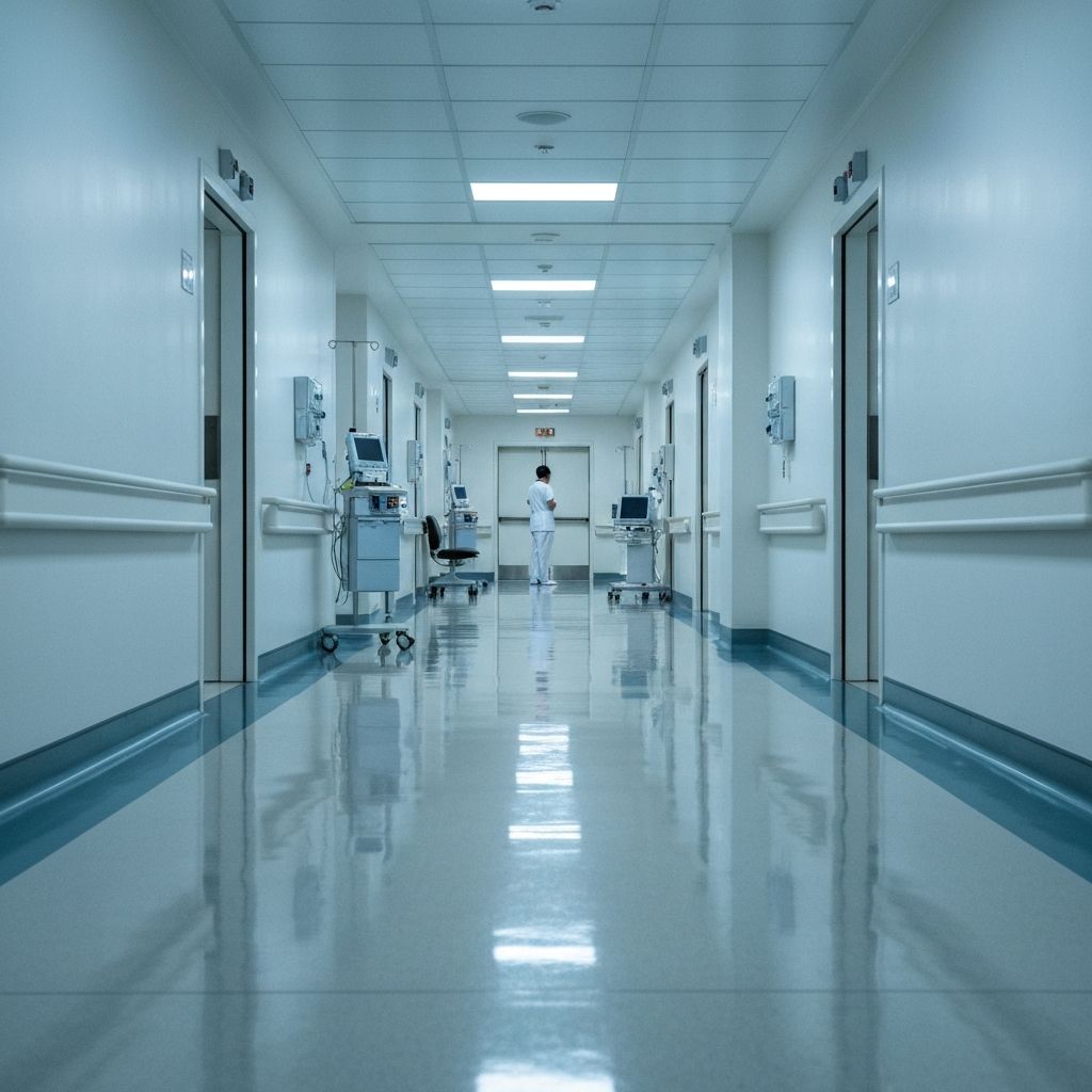 청소 완료된 병원 복도